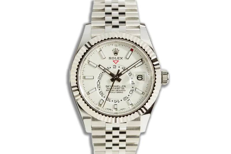 Shop Rolex Watches: Iconic & Elegant –2021 Rolex Sky-Dweller 326934 White Dial Jubilee Bracelet with Box, Hangtags & Card