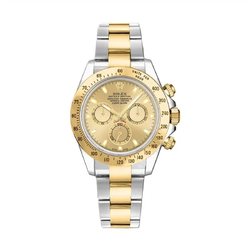 Experience the Best of Rolex Watches –Rolex Cosmograph Daytona 40mm - Ref: 116523chs - Champagne Index Dial & Gold Bezel, Two Tone Stainless Steel & 18K Yellow Gold Oyster Bracelet Men's Watch