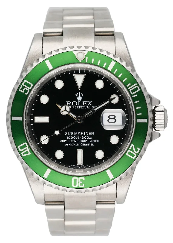 Explore the World of Rolex Watches Today –Rolex Submariner 16610LV Kermit Bezel Flat 4 Mens Watch Box Papers