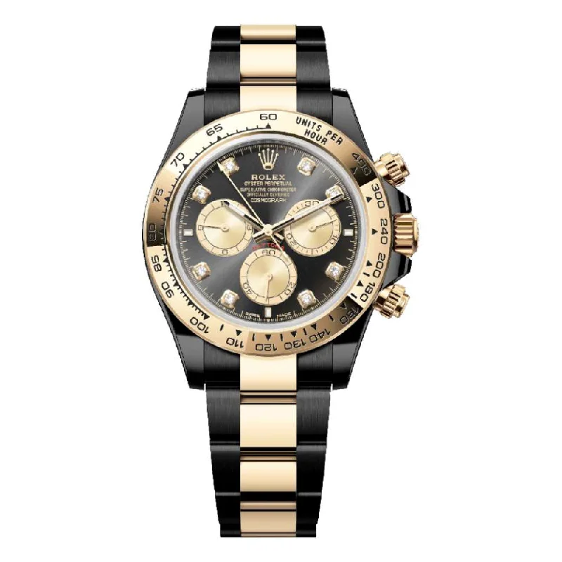 The Ultimate Rolex Watch Collection –Rolex Cosmograph Daytona 40mm - Ref: 126503 - Bright Black & Champagne Diamond Dial & Gold Bezel, Two Tone Black PVD & 18K Yellow Gold Oyster Bracelet Men's Watch