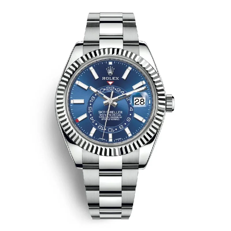 Elevate Your Look with Rolex Watches –Rolex Sky-Dweller 42mm - Ref: 326934-0003 - Bright Blue Stick Dial, Stainless Steel Oyster Bracelet Watch