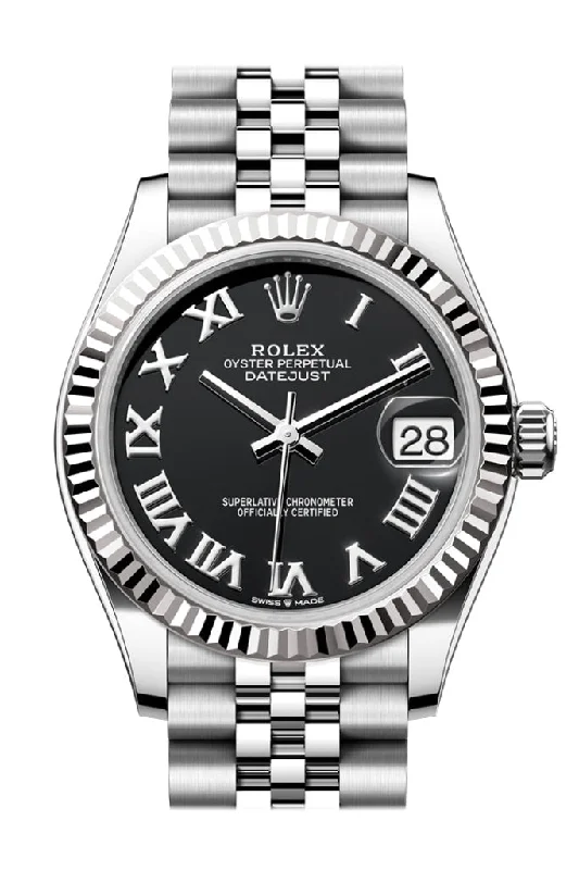 Shop Rolex Watches at Competitive Prices –Rolex Datejust 31 Black Roman Dial Fluted Bezel Jubilee Ladies Watch 278274 278274-0002