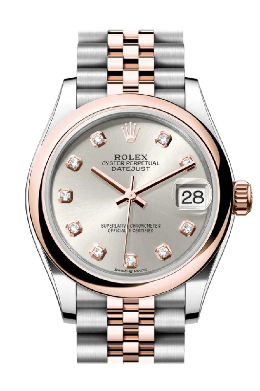 Experience Elegance with Rolex Watches –Rolex Datejust 31 Silver Diamond Dial Rose Gold Steel Jubilee Ladies Watch 278241 278241-0004