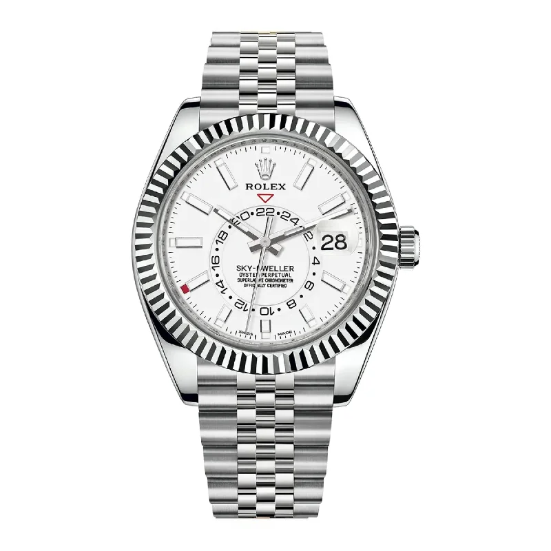 Unveil the Beauty of Rolex Watches –Rolex Sky-Dweller 42mm - Ref: 326934-0002 - Intense White Stick Dial, Stainless Steel Jubilee Bracelet Watch