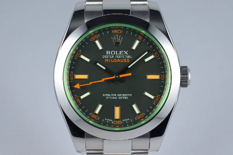 Buy Authentic Rolex Watches Online –2009 Rolex Milgauss Green 116400V