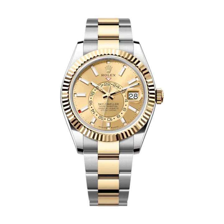 Rolex Watches: A Masterpiece of Design –Rolex Sky-Dweller 42mm - Ref: 336933 - Champagne Stick Dial, Two Tone Stainless Steel & 18K Yellow Gold Oyster Bracelet Watch