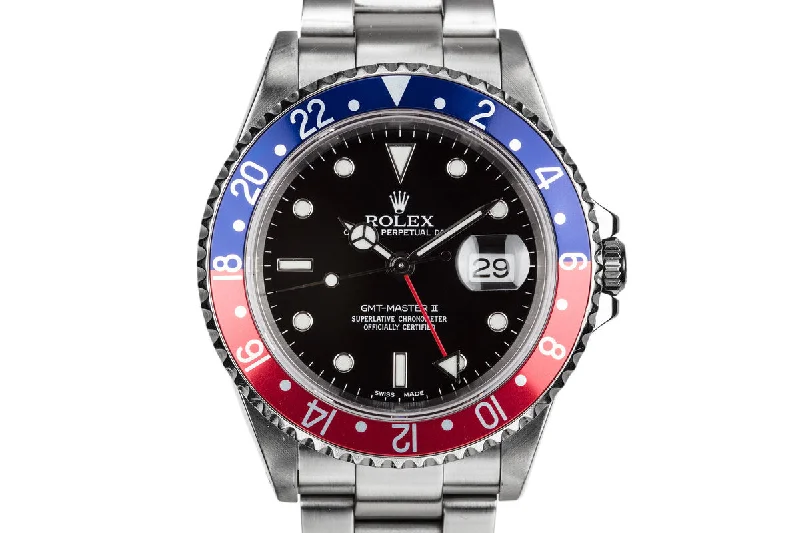 Explore the Exclusive World of Rolex Watches –2001 Rolex GMT-Master II 16710 "Pepsi" with Box and Papers