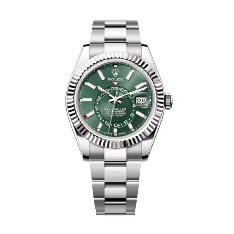 Own a Rolex: The Definition of Luxury –Rolex Sky-Dweller 42mm - Ref: 336934-0001 - Mint Green Stick Dial, Stainless Steel Oyster Bracelet Watch