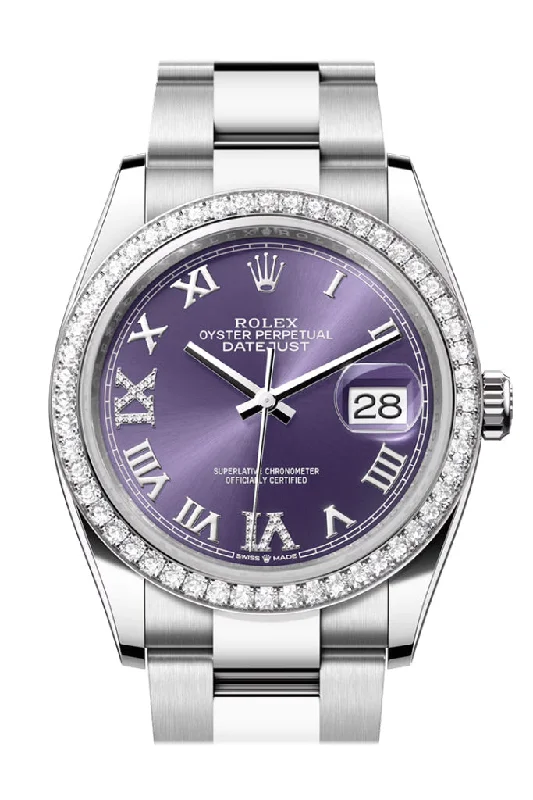 The Ultimate Rolex Watches for Connoisseurs –Rolex Datejust 36 Aubergine Diamond Dial Diamond Bezel Watch 126284RBR 126284RBR-0014