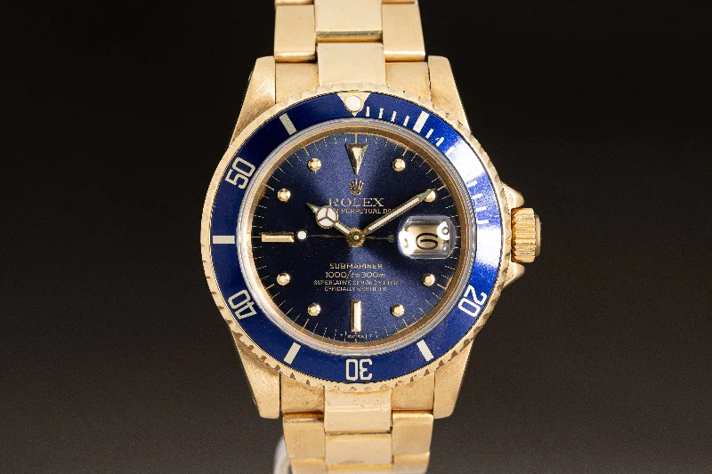 Find Your Signature Rolex Watch –1981 Rolex 16808 18K Submariner Blue Dial with Box