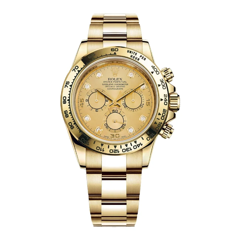 Rolex Watches: Where Innovation Meets Tradition –Rolex Cosmograph Daytona 40mm - Ref: 116508-0006 - Champagne Diamond Dial, 18K Yellow Gold Oyster Bracelet Men's Watch