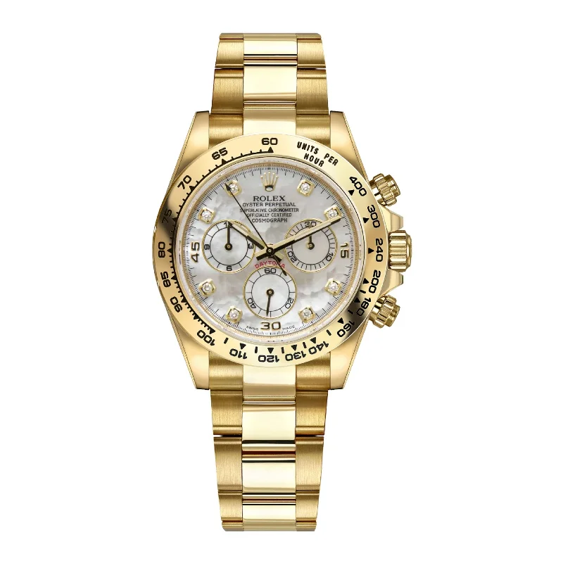 Rolex Watches: Elevating the Standard of Luxury –Rolex Cosmograph Daytona 40mm - Ref: 116508-0007 - White mother of Pearl Diamond Dial, 18K Yellow Gold Oyster Bracelet Men's Watch