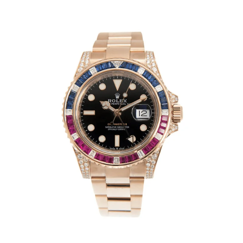 Explore Rare and Collectible Rolex Watches –Rolex GMT-Master II 126755SARU 'SARU' Rose Gold Black Dial Diamond Bezel