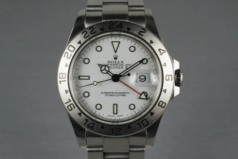 Discover the Iconic Rolex Collection –2000 Rolex Explorer II 16570 White Dial with Box and Papers