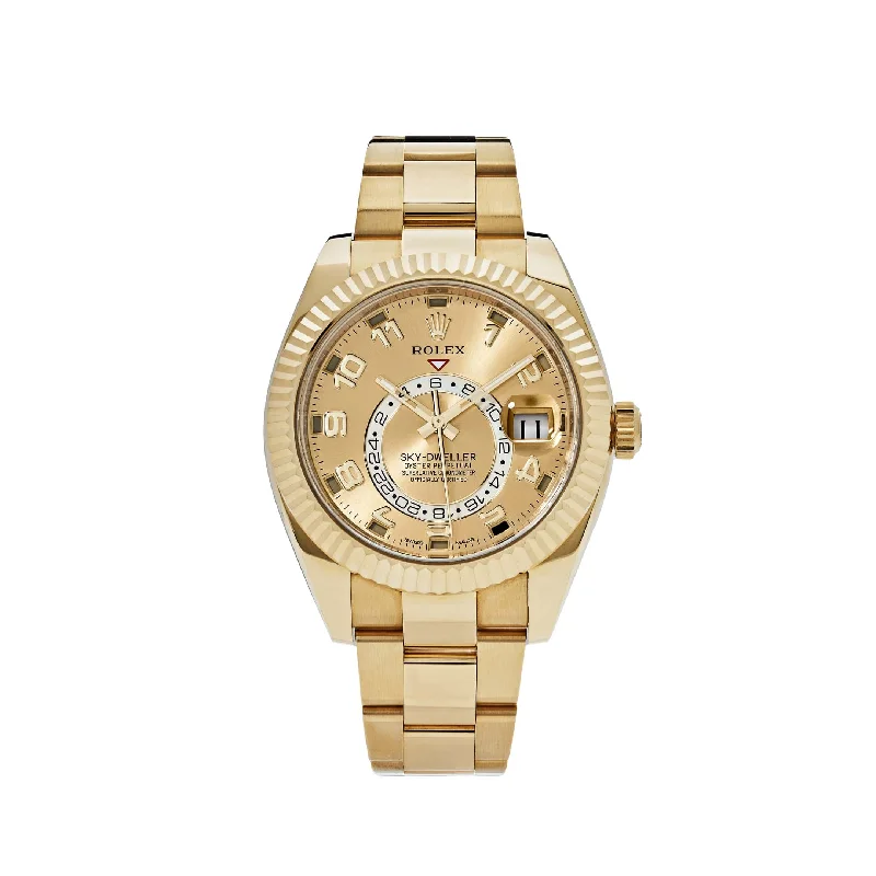 Own a Legendary Rolex Watch –Rolex Sky-Dweller 326938 Yellow Gold Champagne Dial Arabic Numerals (2020)