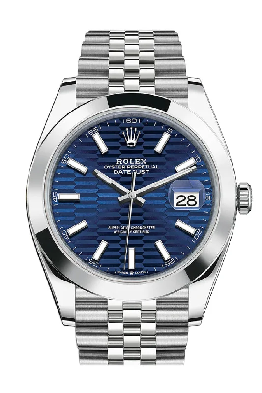 Discover Rolex Watches for Every Lifestyle –Rolex Datejust 41 Blue Fluted Dial Jubilee Men's Watch 126300 126300-0024