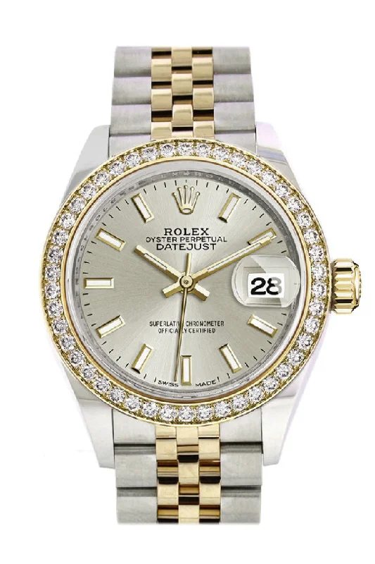 Explore Rare Rolex Timepieces –Rolex Datejust 28 Silver Dial Diamond Bezel Yellow Gold Jubilee Ladies Watch 279383RBR 279383