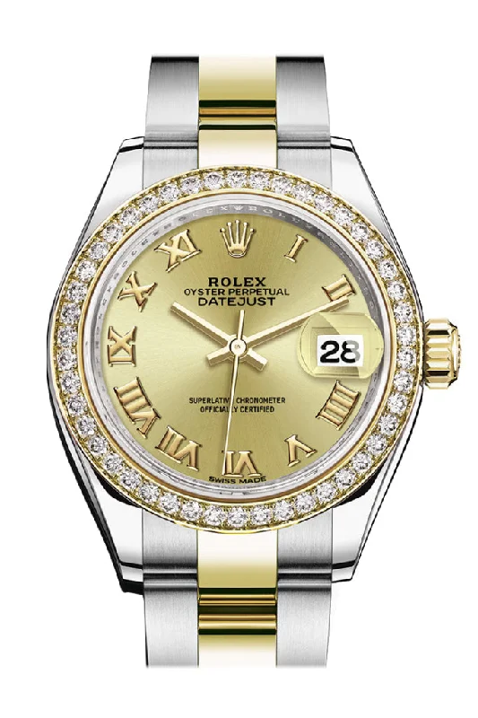 Discover Iconic Rolex Watches with Precision –Rolex Datejust 28 Champagne Roman Dial Diamond Bezel Yellow Gold Ladies Watch 279383RBR 279383