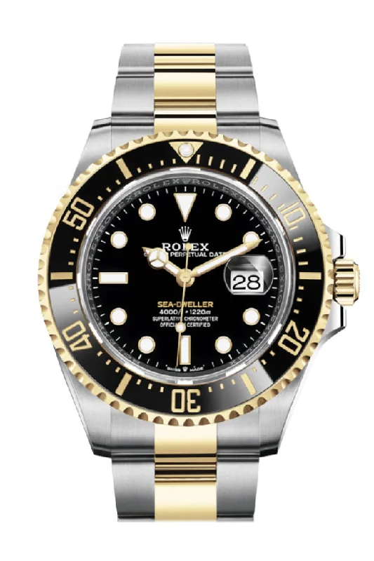 Shop Rolex Watches for Women –Rolex Sea-Dweller 43 Black Dial 18K Yellow Gold Men's Stainless Steel Oyster Watch 126603