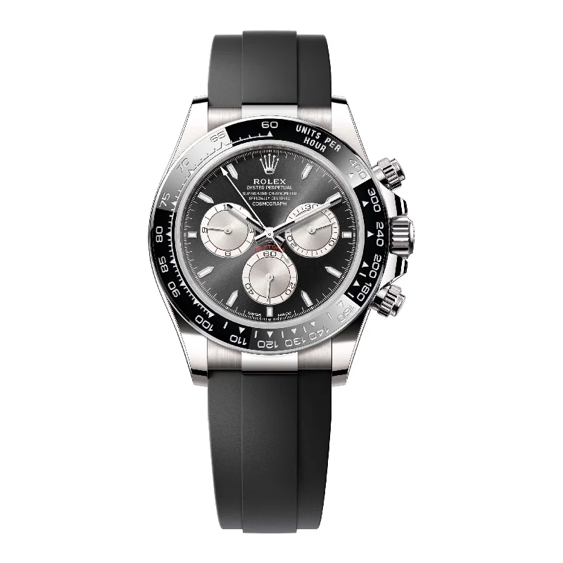 Rolex Watches: Elevate Your Wrist Style –Rolex Cosmograph Daytona 40mm - Ref: 126519LN - Bright Black & Steel Index Dial & Ceramic Bezel, 18K White Gold Case Black Oysterflex Bracelet Men's Watch