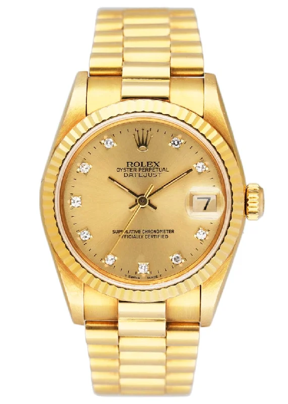 Shop Iconic Rolex Timepieces –Rolex DateJust 68278 Diamond Champagne Dial Ladies Watch