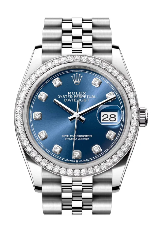 Find the Rolex Watch That Defines You –Rolex Datejust 36 Blue Diamond Dial Diamond Bezel Jubilee Watch 126284RBR 126284RBR-0029