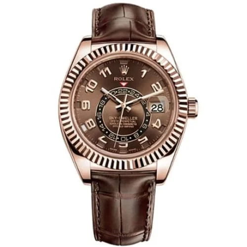 Rolex Watches – Luxury in Every Moment –Rolex Sky-Dweller 42mm - Ref: 326135 - Chocolate Dial, 18K Rose Gold & Brown Leather Strap Watch