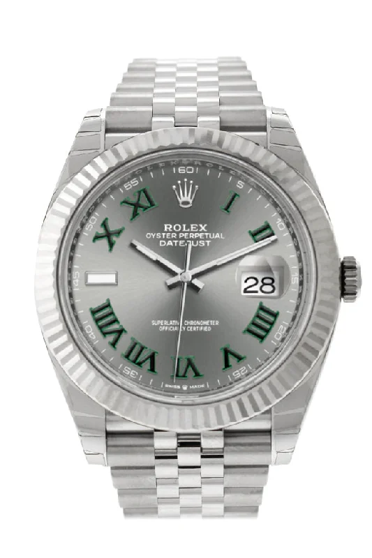 Rolex Watches – The Luxury You Deserve –Rolex Datejust 41 Slate Roman Dial White Gold Fluted Bezel Jubilee Mens Watch 126334