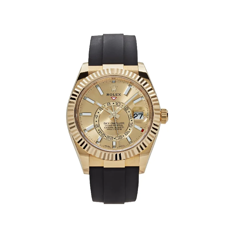 Rolex Watches for Discerning Tastes –Rolex Sky-Dweller 326238 Yellow Gold Champagne Dial Rubber Strap (2022)