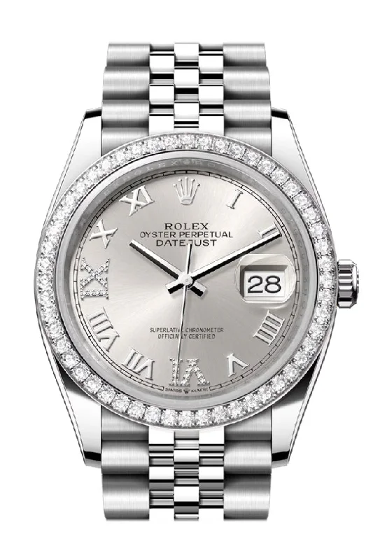 Rolex Watches for Discerning Tastes –Rolex Datejust 36 Silver Roman Dial Diamond Bezel Jubilee Watch 126284RBR 126284RBR-0021