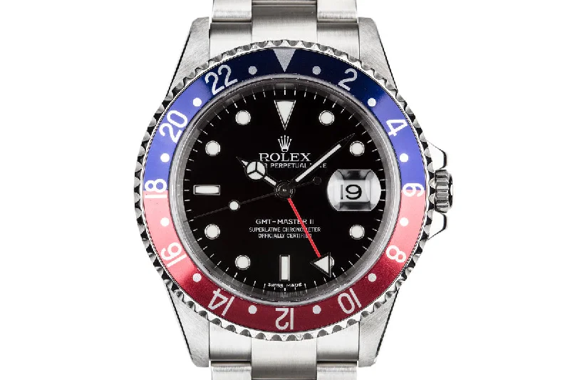 Timeless Rolex Watches Available Now –2005 Rolex GMT-Master II 16710 Pepsi "Stick Dial"