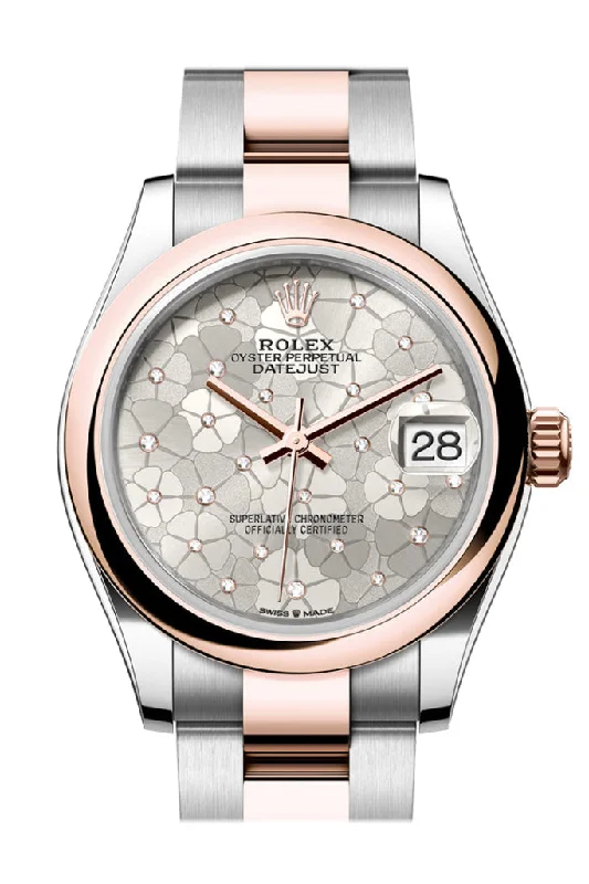 Rolex Watches – Invest in Timeless Quality –Rolex Datejust 31 Silver Floral Motif Diamond Dial Rose Gold Steel Ladies Watch 278241 278241-0031