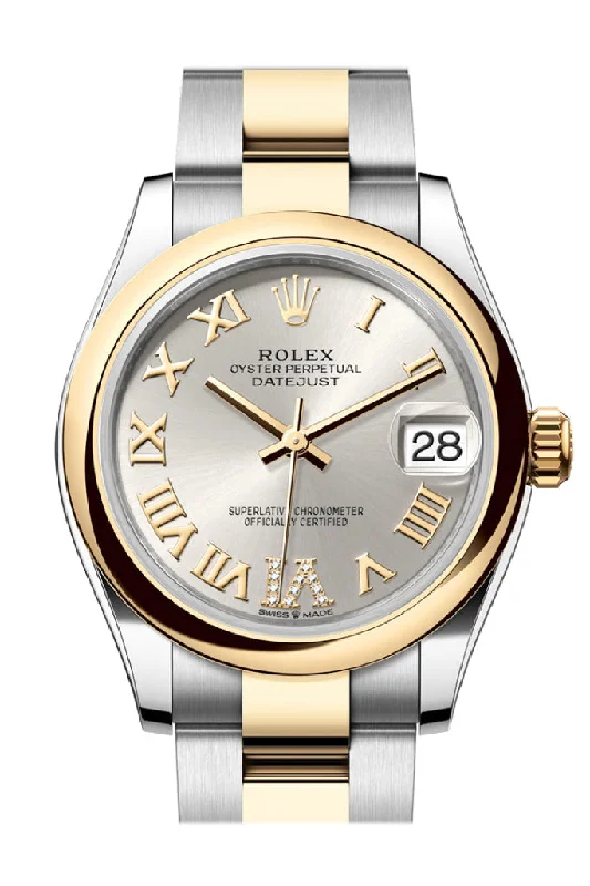 Rolex Watches: Precision, Luxury, Perfection –Rolex Datejust 31 Silver Roman Diamond on 6 Dial Yellow Gold Steel Ladies Watch 278243 278243-0003