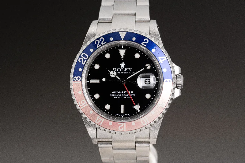 Shop Rolex Watches for Iconic Style –2000 Rolex GMT-Master II 16710 Faded Pepsi Insert with Box & Papers