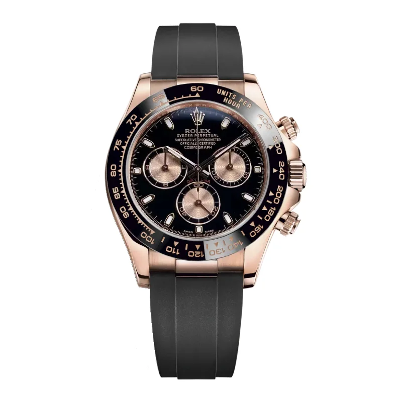 Own a Piece of History with Rolex Watches –Rolex Cosmograph Daytona 40mm - Ref: 116515ln-0017 - Black & Rose Index Dial & Ceramic Bezel, 18K Rose Gold Case Black Oysterflex Bracelet Men's Watch