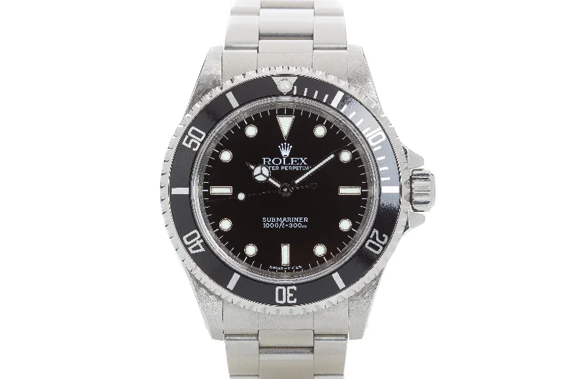 Your Next Rolex Watch Is Waiting –1998 Rolex Submariner 14060 with Box, Papers, Hangtag and Cloth.