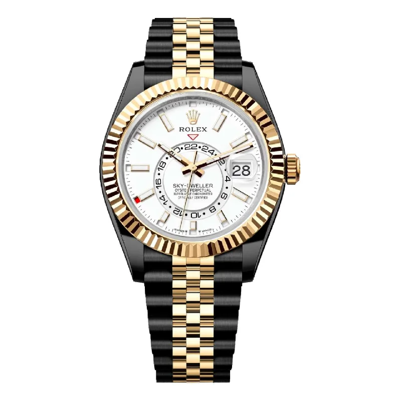 Iconic Rolex Timepieces You Can't Miss –Rolex Sky-Dweller 42mm - Ref: 336933 (PVD) - Intense White Stick Dial, Two Tone Black PVD & 18K Yellow Gold Jubilee Bracelet Watch