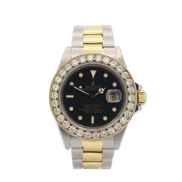 Shop Rolex Watches at Competitive Prices –Rolex Submariner Date 40mm - Ref: 16803 - Black Dial, Two Tone Stainless Steel & 18K Yellow Gold Oyster Bracelet Watch