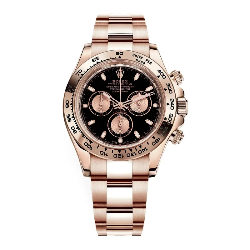 Shop Rolex Watches for Iconic Style –Rolex Cosmograph Daytona 40mm - Ref: 116505-0008 - Black Index Dial, 18K Rose Gold Oyster Bracelet Men's Watch