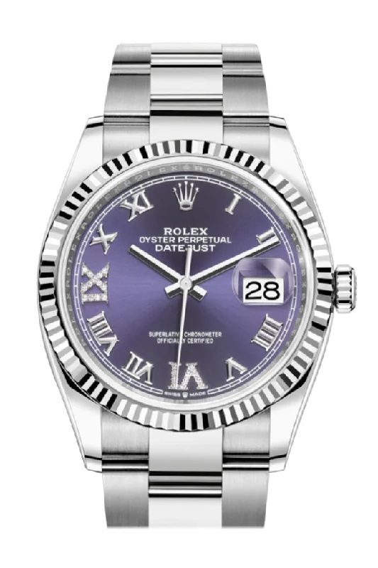 Rolex Watches: Unrivaled Style and Precision –Rolex Datejust 36 Purple Roman VI and IX 24 Diamonds Dial Automatic Watch 126234