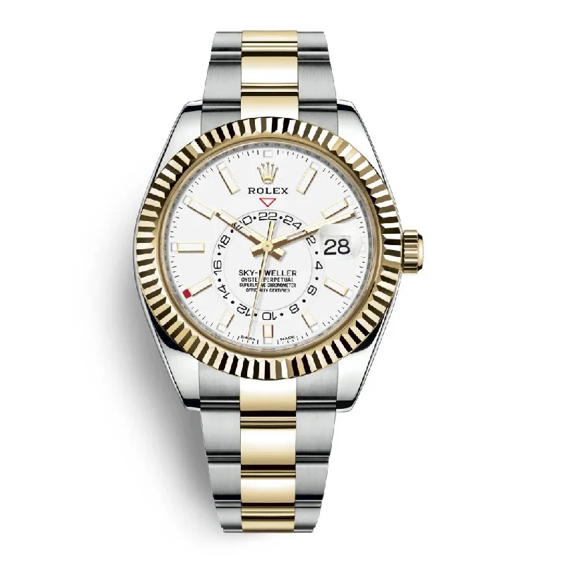 Rolex Watches: Elevate Your Wrist Style –Rolex Sky-Dweller 42mm - Ref: 326933-0009 - Intense White Stick Dial, Two Tone Stainless Steel & 18K Yellow Gold Oyster Bracelet Watch