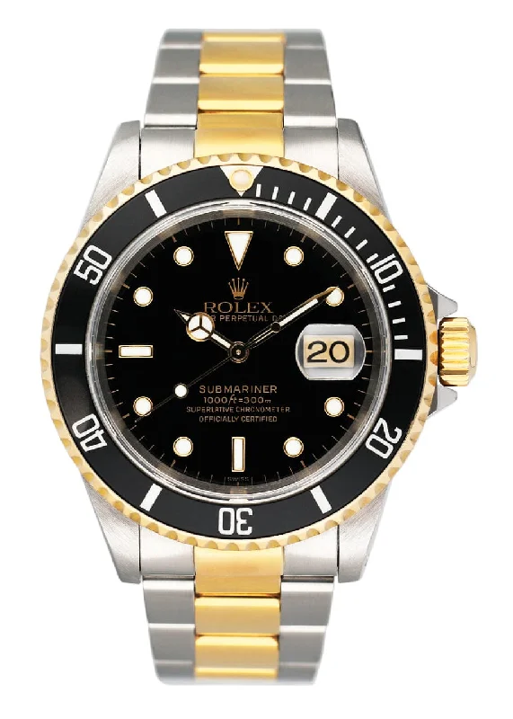 Experience Elegance with Rolex Watches –Rolex Submariner Date 16613 Black Dial Mens Watch Box Papers