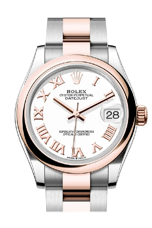 Shop Iconic Rolex Timepieces –Rolex Datejust 31 White Roman Dial Rose Gold Steel Ladies Watch 278241 278241-0001