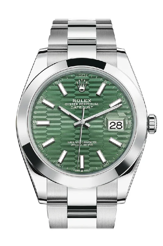 Rolex Watches: Timeless Luxury Awaits You –Rolex Datejust 41 Green Fluted Dial Oyster Men's Watch 126300 126300-0021