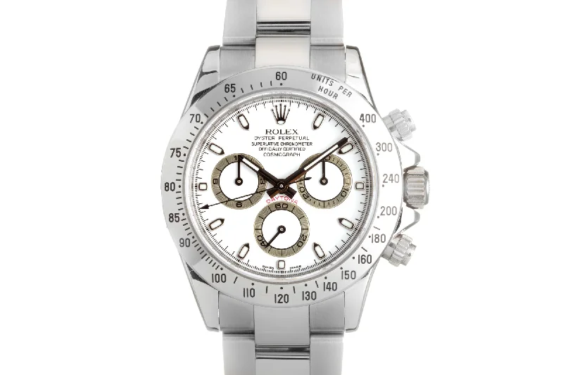 Find Your Perfect Rolex Watch Online –2007 Rolex Daytona Cosmograph 116520 White Dial Hangtags, Box & Card + stickers