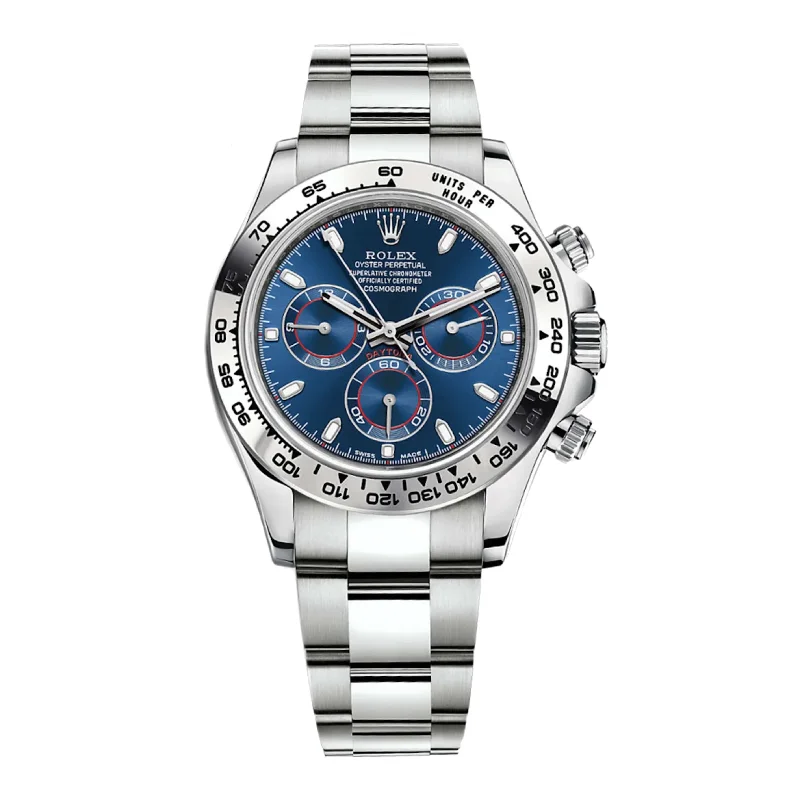 Find Your Dream Rolex Watch Today –Rolex Cosmograph Daytona 40mm - Ref: 116509 - Blue Index Dial, 18K White Gold Oyster Bracelet Men's Watch