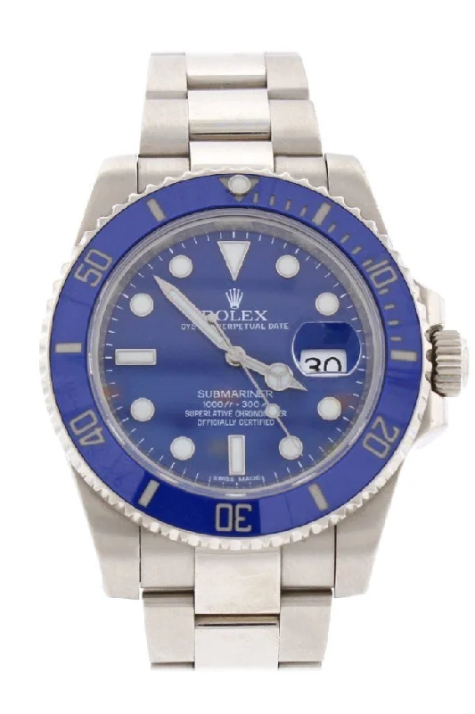 Rolex Watches: Precision and Elegance Combined –Pre Owned Rolex Submariner Date Blue Dial 18k White Gold Steel Mens Watch 116619LB 116619