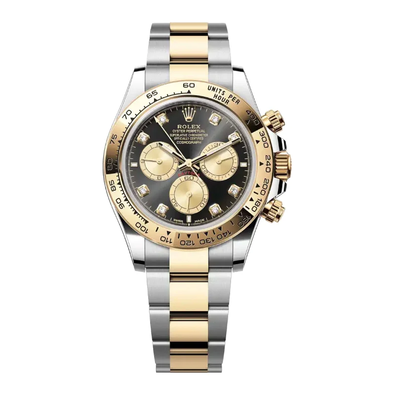 Discover the Legacy of Rolex Watches –Rolex Cosmograph Daytona 40mm - Ref: 126503 - Bright Black Diamond Dial & Gold Bezel, Two Tone Stainless Steel & 18K Yellow Gold Oyster Bracelet Men's Watch