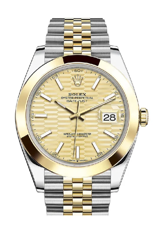 Shop Rolex Watches for Unmatched Elegance –Rolex Datejust 41 Champagne Dial 18k Yellow Gold Jubilee Oyster Men's Watch 126303