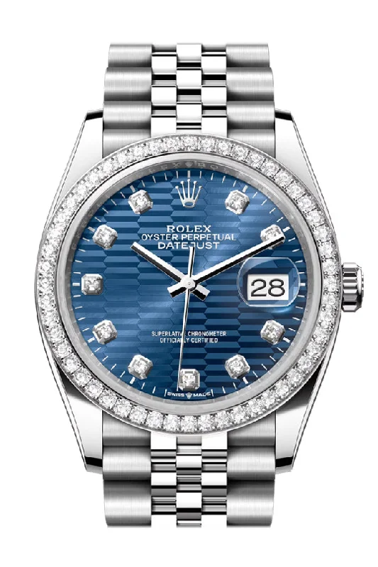 Explore Rolex Watches for Modern Luxury –Rolex Datejust 36 Blue Fluted Motif Diamond Dial Diamond Bezel Jubilee Watch 126284RBR 126284RBR-0049